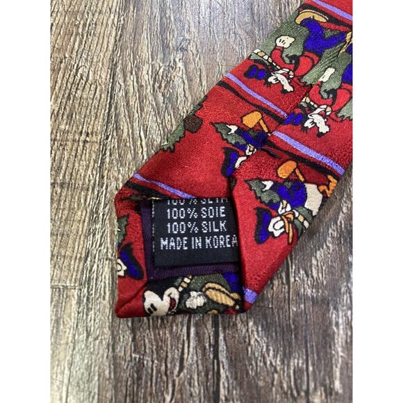 Disney Christmas Necktie Mickey Donald Goofy 100% Silk Classic Festive Holidays - Picture 4 of 6